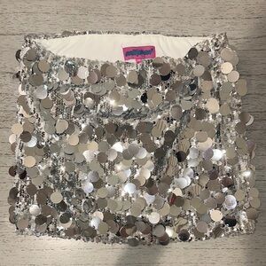 Edikted Silver Sequin Mini Skirt